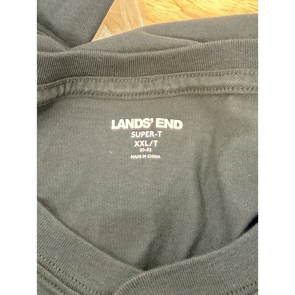Lands End Mens XXLT Black Long Sleeve Henley Shirt Big‎ Tall Cotton Casual#31